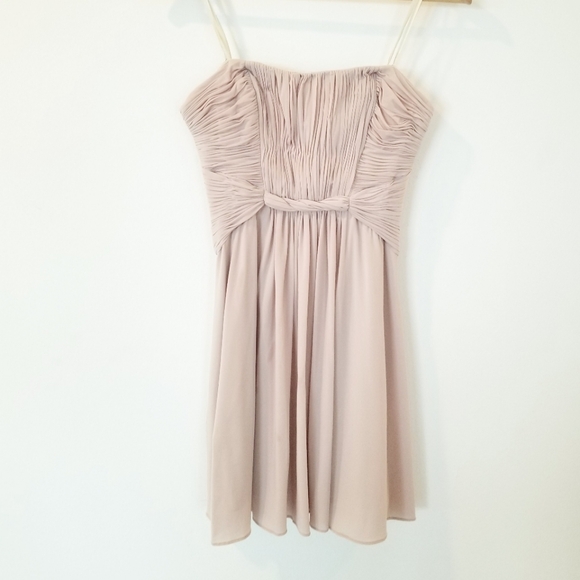 BCBG MAXAZRIA Eve Strapless Pleated Braided Flowy Mini Formal Dress Blush Lined - Picture 16 of 16